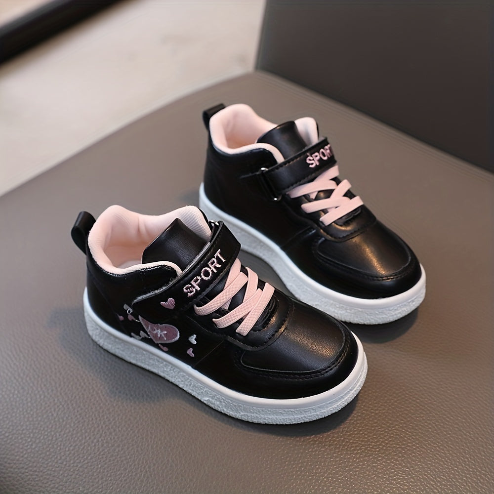 Girls Heart Graphic Print Sneakers No Tie Kids Casual Outdoor Shoes