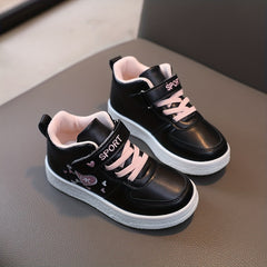 Girls Heart Graphic Print Sneakers No Tie Kids Casual Outdoor Shoes