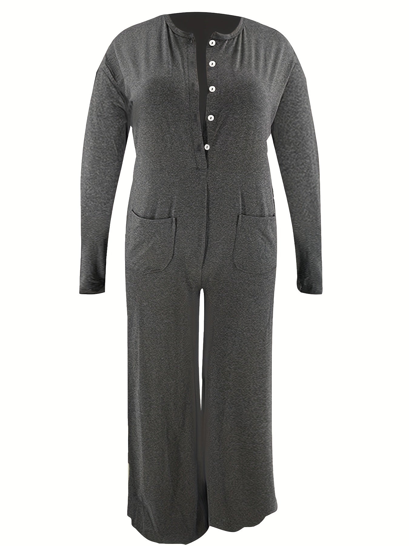 Solid Long Sleeve Wide Leg Jumpsuit