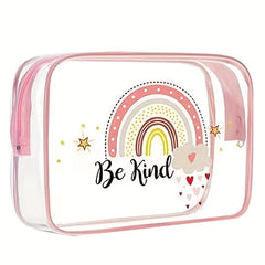Clear Makeup Bag Rainbow Quotes Waterproof PVC Cosmetic Pouch Graduation Travel