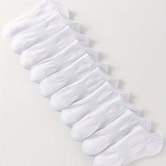 10 Pairs Solid Socks for Women - Comfy & Breathable All-match Stockings