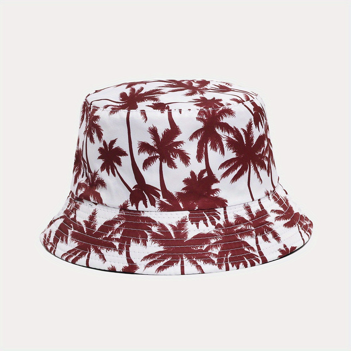 Coconut Tree Print Reversible Bucket Hat for Summer Beach Vacation