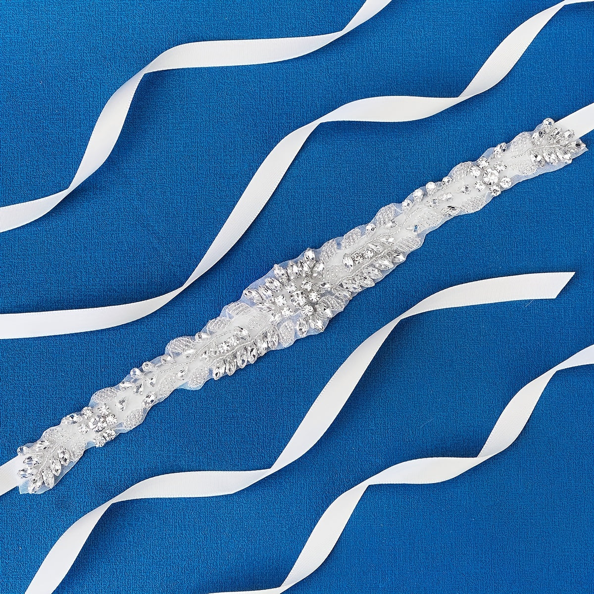 Bride Wedding Rhinestone Waist Band Satin Belt