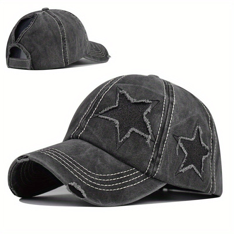 Star Ponytail Hat Curved Baseball Cap