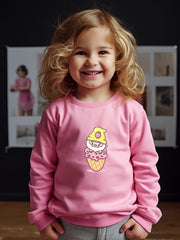 Cartoon Ice Cream Graphic Crew Neck Long Sleeve Sweatshirt for Kids