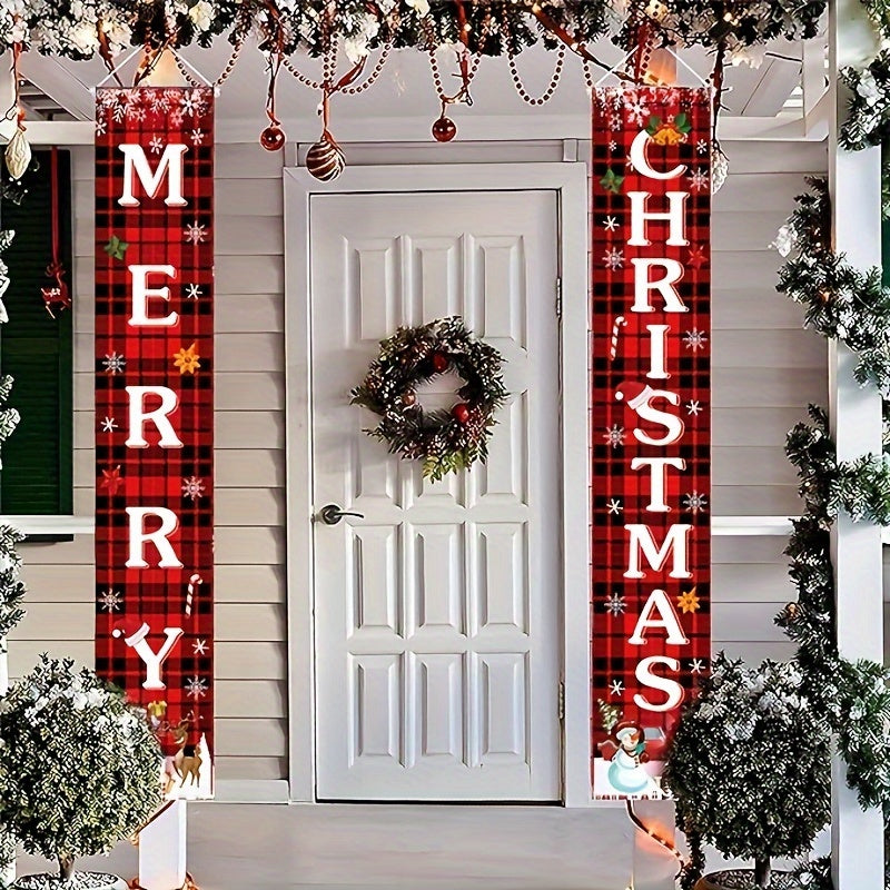 Christmas Couplets Candy Glitch Snowflake Party Decorative Hanging Flags