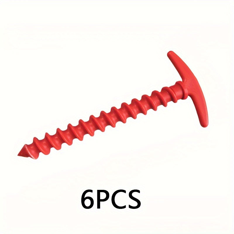 6pcs Durable Screw Anchor Tent Pegs For Camping & Hiking