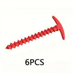 6pcs Durable Screw Anchor Tent Pegs For Camping & Hiking