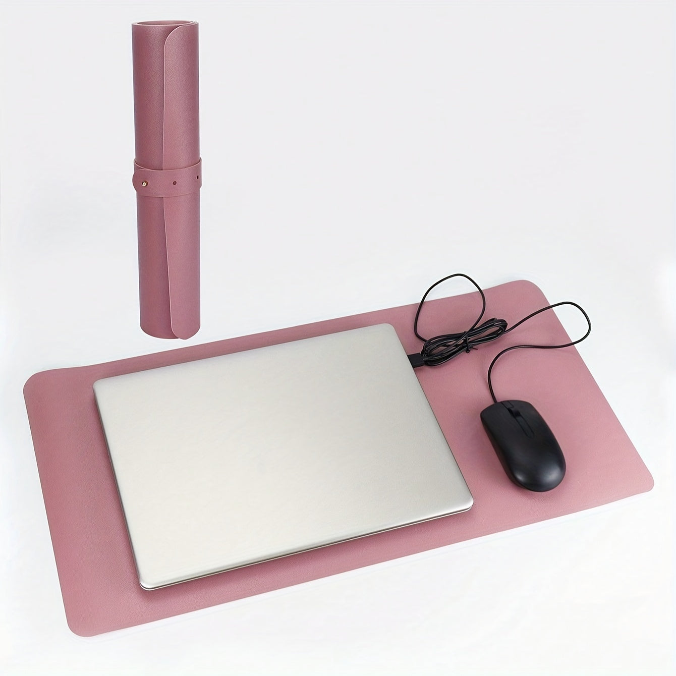 Purple Powder PU Leather Waterproof Mouse Pad for Offices, Schools, Homes