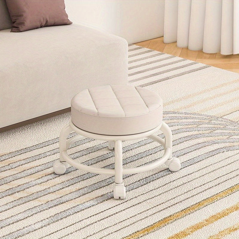 Round Rolling Stool Swivel Caster Toddler Stool Home Furniture