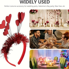2pcs Heart Sequin Holiday Headbands Pom Pom Plastic Headband