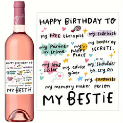 6pcs Birthday Wine Labels Funny Bday For Bestie Friends