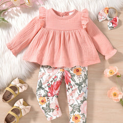 Toddler Baby Girl Floral Ruffle Tunic Dress & Leggings Set
