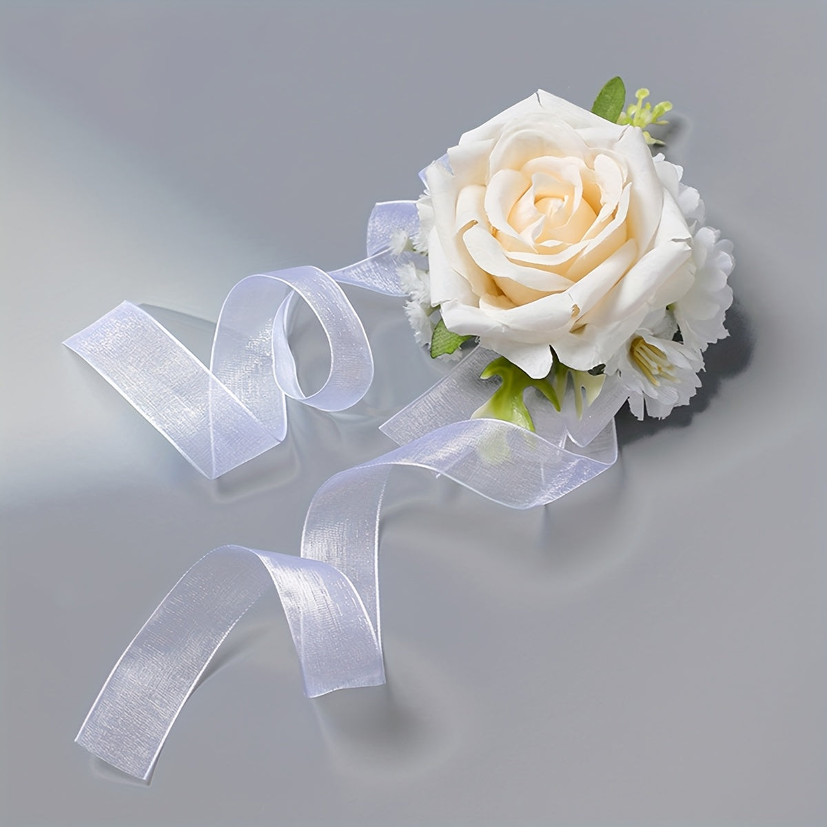 Bridal Wristlet Bouquet Artificial Roses and 'S Breath Ribbon Decoration