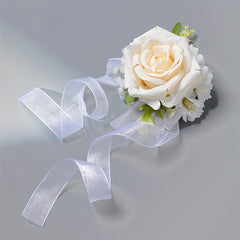 Bridal Wristlet Bouquet Artificial Roses and 'S Breath Ribbon Decoration