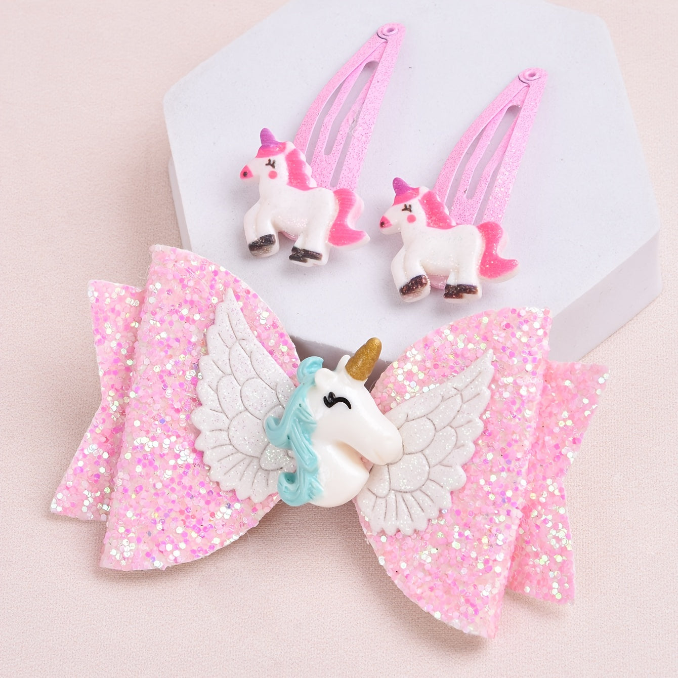 Unicorn Watch Wallet Hair Clip Set for Toddler Girls