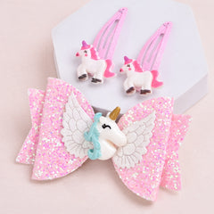 Unicorn Watch Wallet Hair Clip Set for Toddler Girls