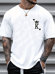 Crown Print Men's Graphic Crew Neck T-shirt - Casual Summer Tee
