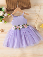 Toddler Girls Floral Embroidered Mesh Princess Cami Dress