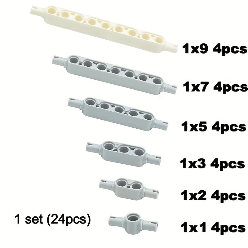 24pc Building Blocks Technology Parts Thick Beam w/ Bolt Holes on Both Ends