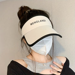 Women's Cotton Solid Visor Hat Summer UV Protection Lightweight Ponytail Cap