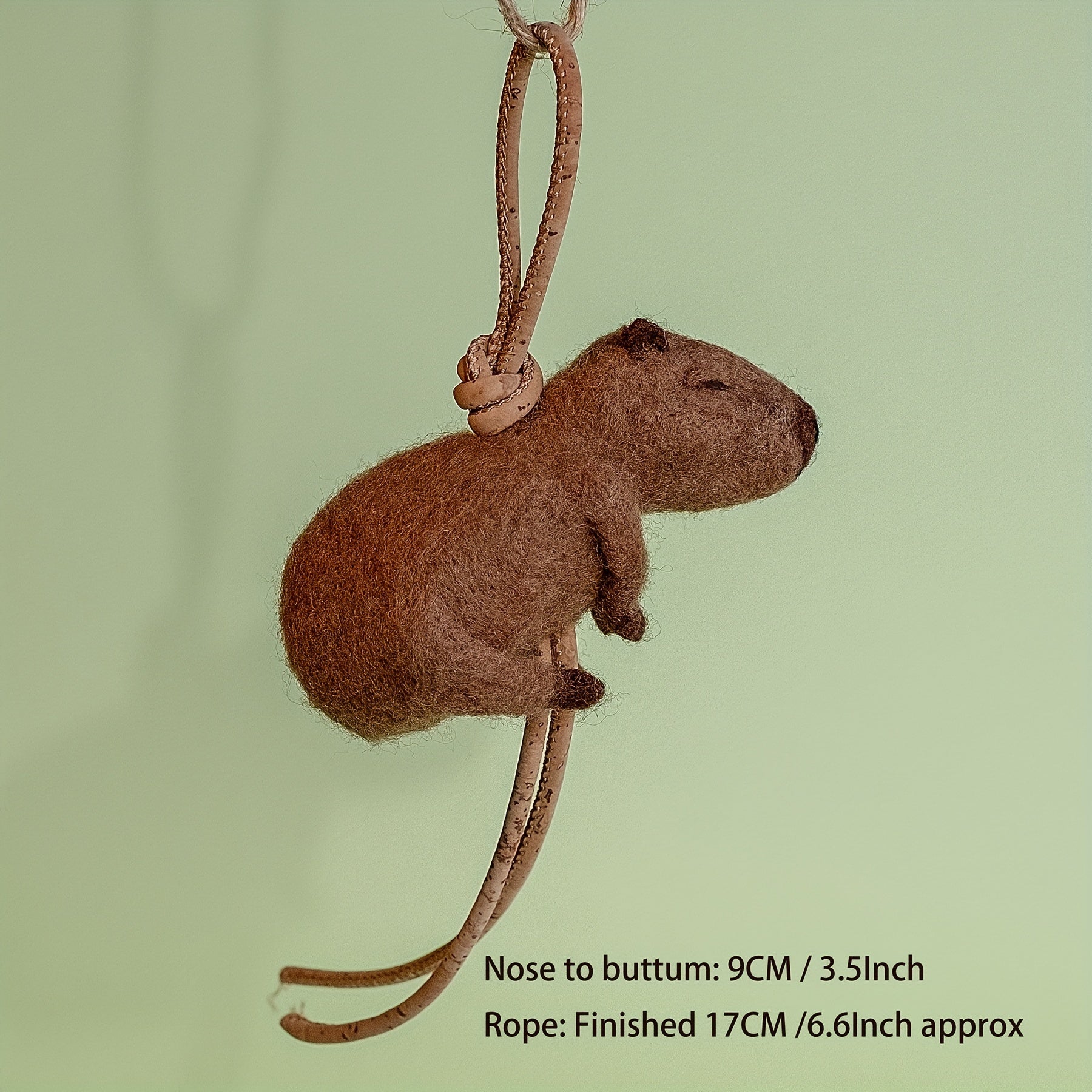 DIY Capybara Felt Pendant Kit with Leather Rope