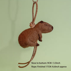 DIY Capybara Felt Pendant Kit with Leather Rope