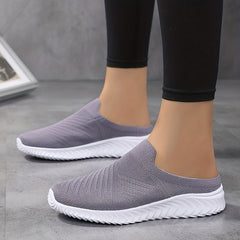 Women's Knit Mule Sneakers Breathable Lightweight Slip On Shoes