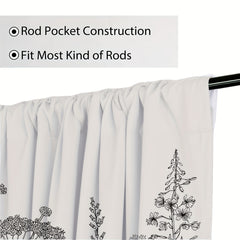2pcs Floral Flower Botanical Kitchen Curtains Rod Pocket Short Cafe