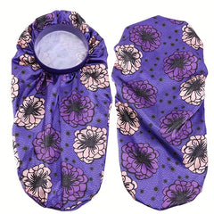 Boho Print Satin Sleep Cap Long Hair Silk Bonnet Elastic Band