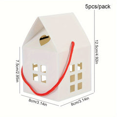 5pcs Christmas House Shape Candy Boxes Gift Wrapping Box Xmas Party Decoration