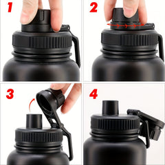 Solid Cup Lid With Handle Fits 12oz-64oz Wide Mouth Bottles