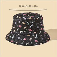 Dinosaur Print Reversible Bucket Hat Sunshade Cap Men Women