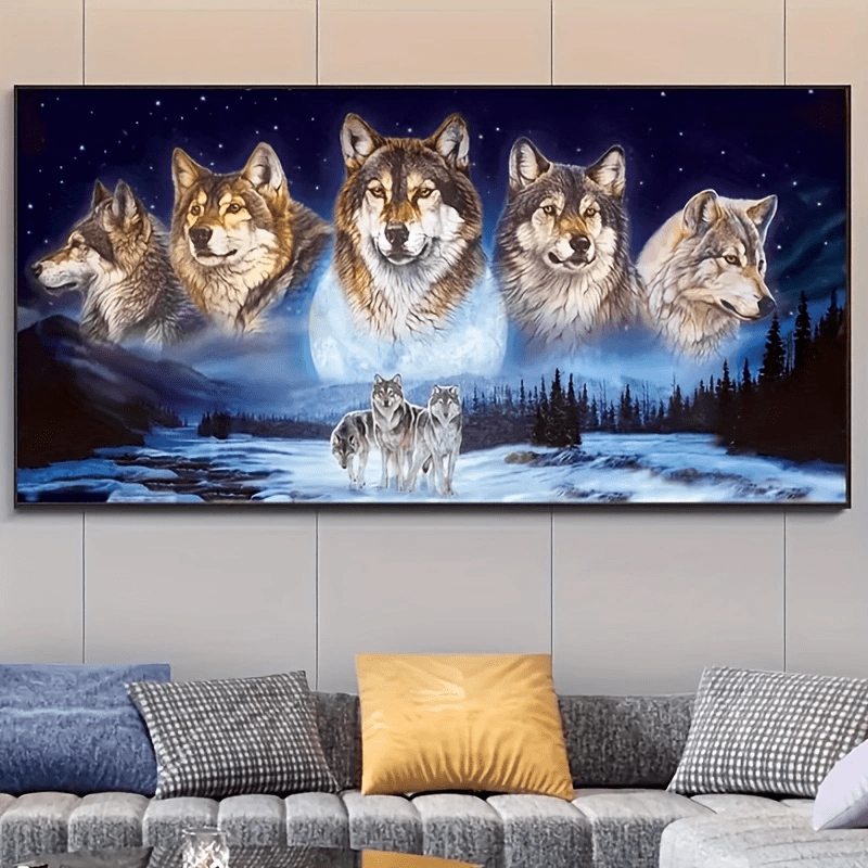 Large Wolves Diamond Painting Kit, Full Embroidery Cross Stitch