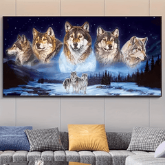 Large Wolves Diamond Painting Kit, Full Embroidery Cross Stitch