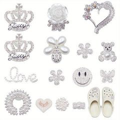 15pcs Metal Crystal Shoe Charms for Hole Shoes Sandals Decorations