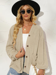 Fluffy Button Loose Coat Casual Jacket Outerwear Women's Clothing