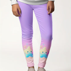 Gradient Star Graphic Leggings Girls Thick Leggings For Spring Fall Winter
