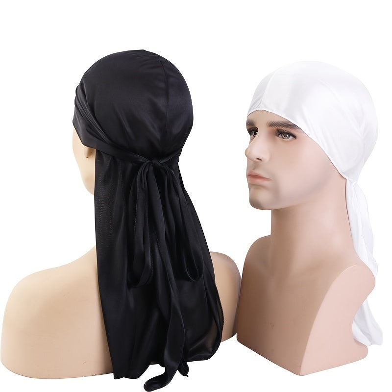 2pcs Silk Bandage Pirate Hat Wrapped Hat Turban Hat Khaki Silky Durag