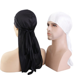 2pcs Silk Bandage Pirate Hat Wrapped Hat Turban Hat Khaki Silky Durag