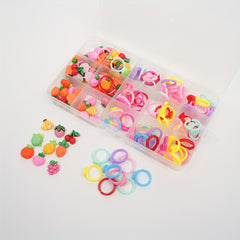 DIY Cartoon Flower Animal Fruit Series Ring Jewelry Gift For Girls Kids