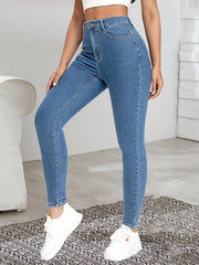 High Waist Pencil Jeans Fitting Ankle Length Denim Pants