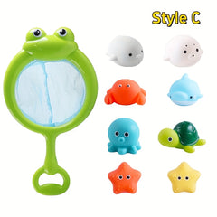 9pcs Kids Bath Toy Set with Fishing Net and Animal Toys