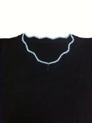 Casual Sweater Women's Long Sleeve V Neck Pullover
