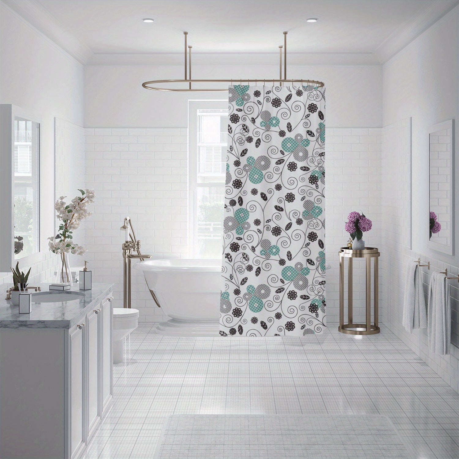 Waterproof Butterfly Shower Curtain, Mildew-Proof Fabric for Bathroom Decor