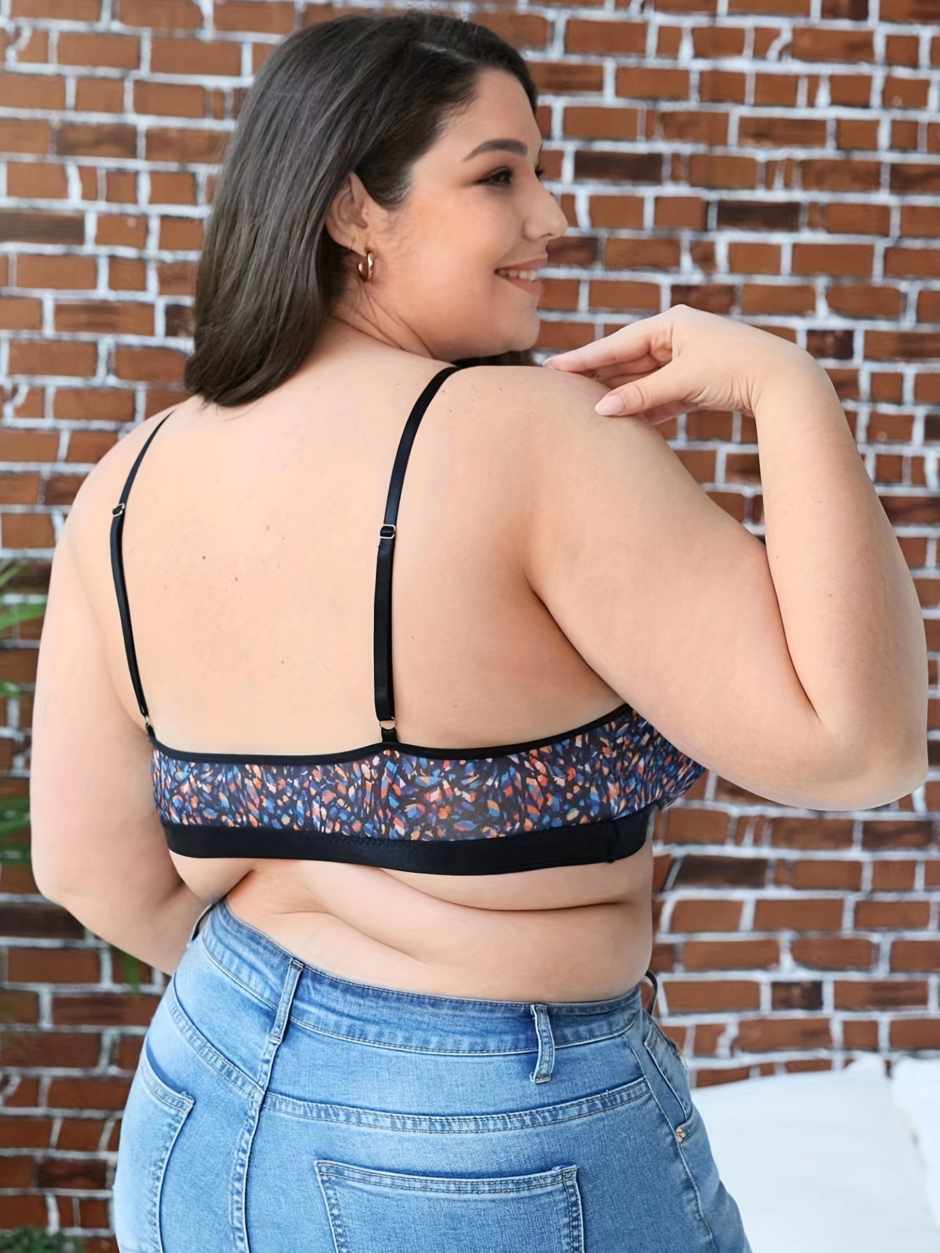 Abstract Print Cut Out Keyhole Bralette