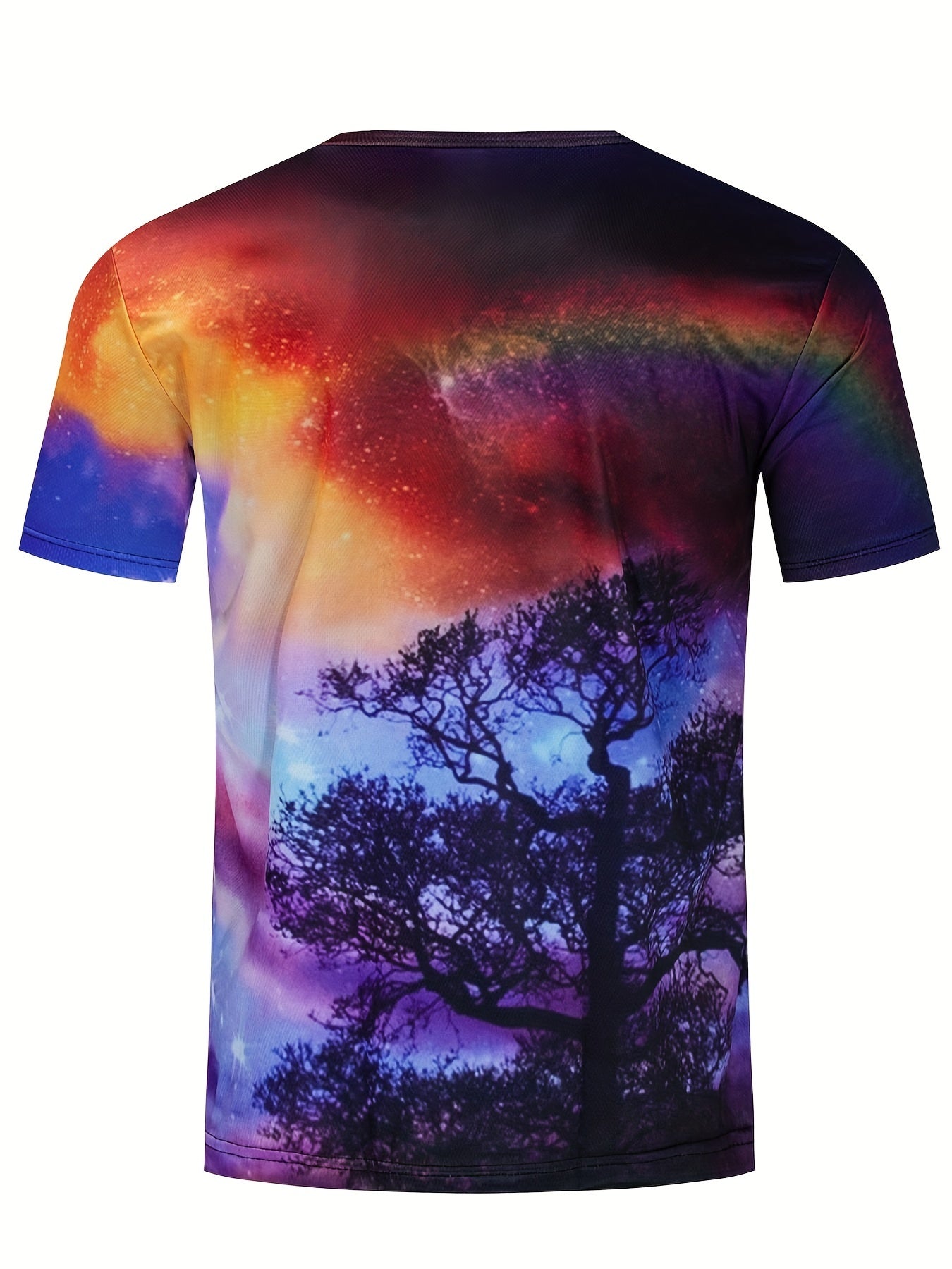 Men's Tree And Galaxy Graphic T Shirt Short Sleeve Top