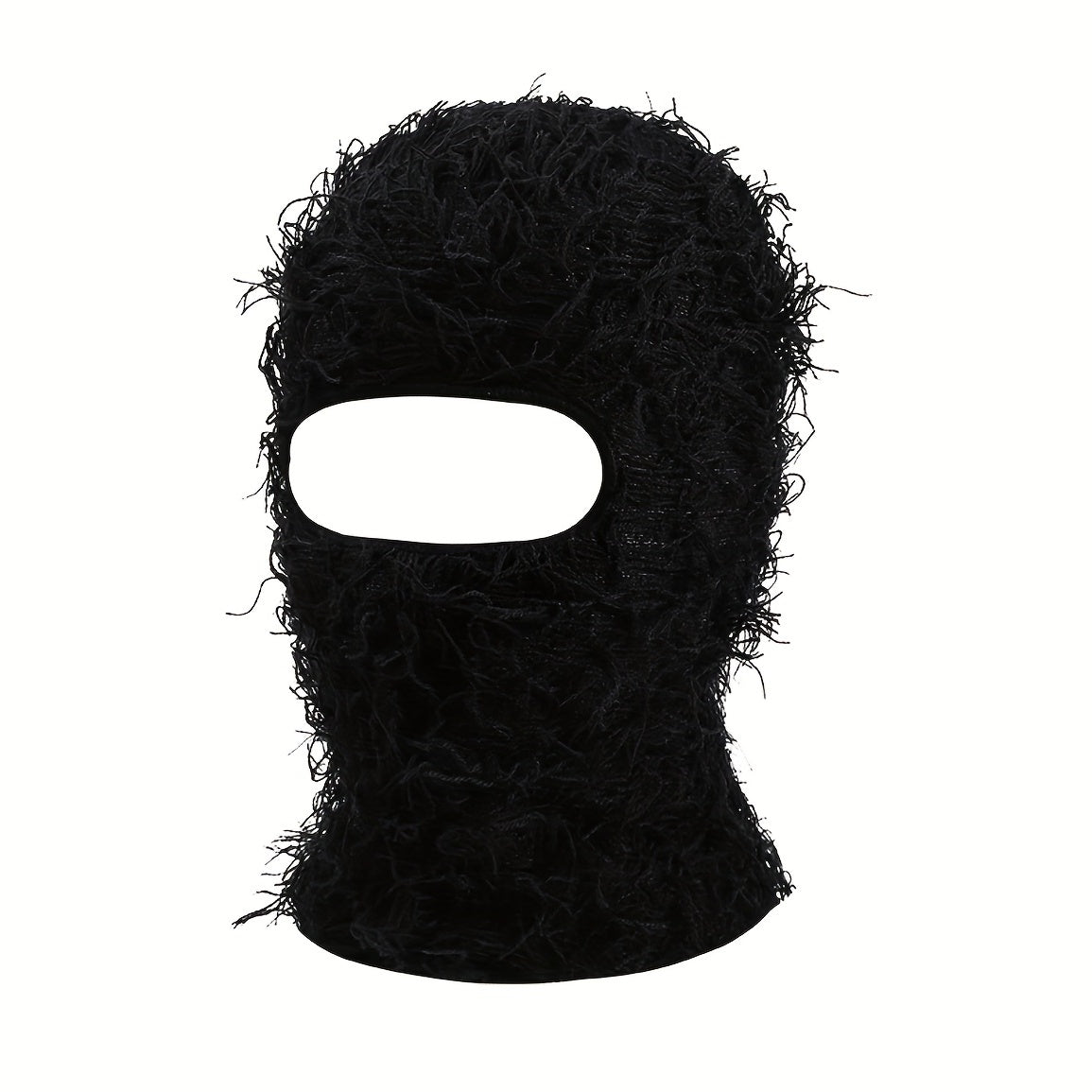 Fringe Trim Casual Balaclava Distressed Knitted Ski Mask