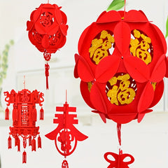 Non-woven Holiday Gift Lantern With Blessing Character