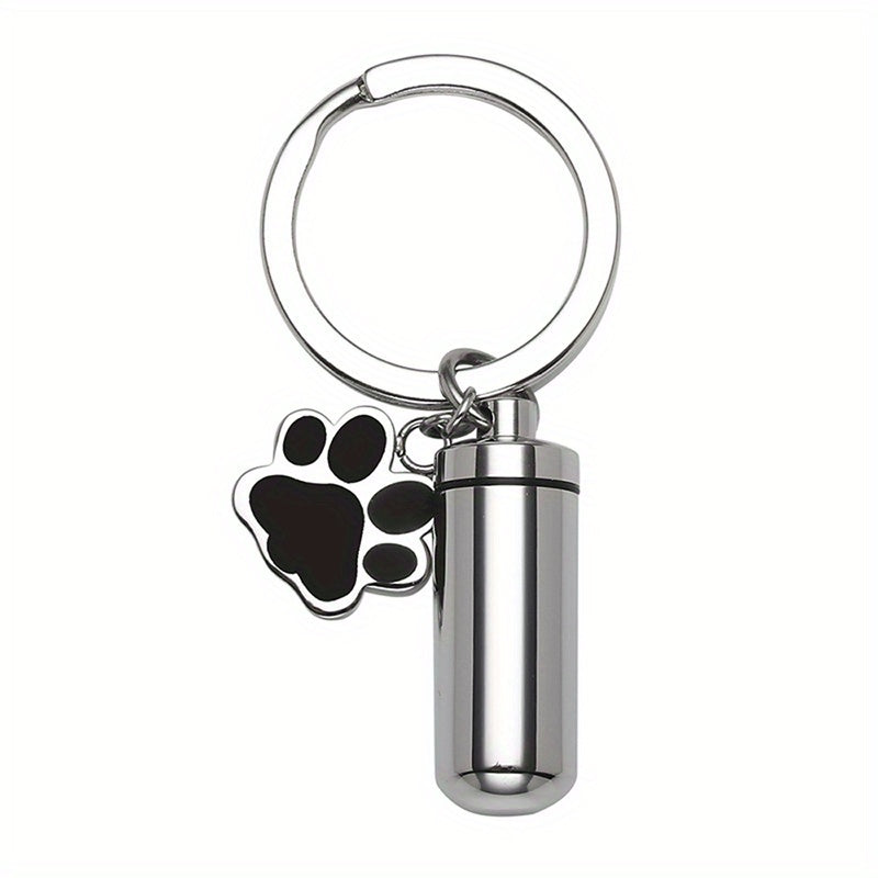 Stainless Steel Paw Print Memorial Cremation Urn Key Chain
